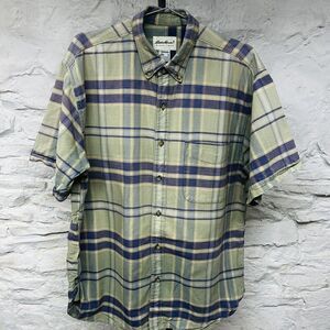 Vtg 90s Eddie Bauer Brushed Cotton Shirt Short Sleeve Plaid Outdoors Lightweight